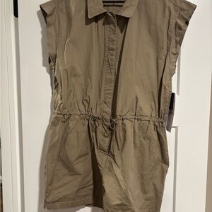 Casual Tan Sleeveless Shirt Romper